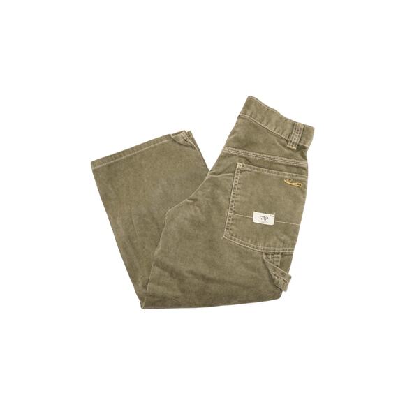 Vintage GAP Carpenter Corduroy Work Pants Olive Green Y2K Utility Style - Picture 4 of 10